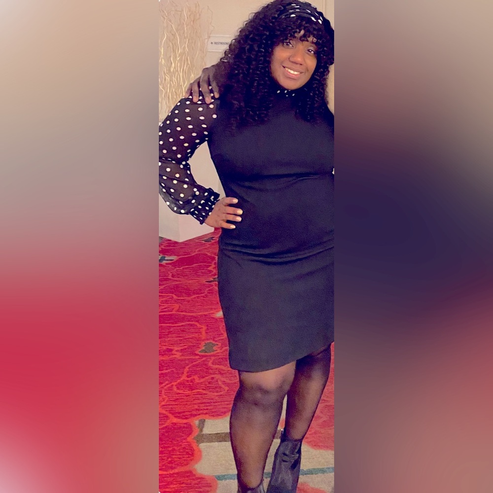 Tommy Hilfiger Black Printed Long Sleeve Shift Dress